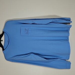 Vineyard Vines Mens M Tee Lt Blue Long Sleeve Spellout Whale Coastal